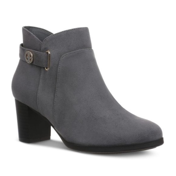Gianni Bini Memory Foam Gray Suede Ankle Boots with Block Heel Size 7 - Picture 1 of 14